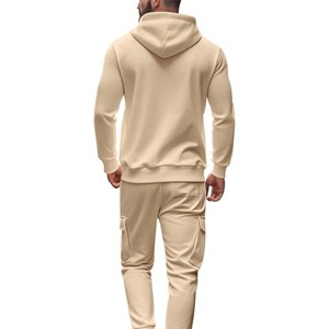 Conjunto Deportivo Informal de Felpa para Hombre, 2 Piezas, Sudadera Táctica Sólida con Cierre de Cremallera, Pantalones Deportivos Cargo, Traje Deportivo Atlético - Product Image 4