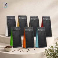 Sac à café à fond carré Lebei de qualité alimentaire avec matériau MOPP/VMPET/PE, thermoscellable, réutilisable, à fermeture éclair, à fond à 8 côtés, prêt à être expédié
