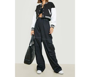 Stylish Ladies Crop Varsity <b>Jackets</b> New Fashion Black White Color 100% Cotton Eco-Friendly Quilted Breathable OEM Serviced - Product Image 6