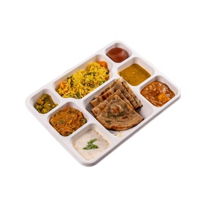 Assiettes jetables écologiques en bagasse de canne à sucre carrées à 8 compartiments, biodégradables, compatibles micro-ondes, sans BPA, de qualité alimentaire - Product Image 2