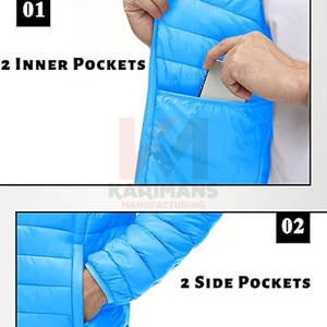 Veste matelassée d'extérieur pour hommes Manteau matelassé résistant à l'eau et à capuche coupe-vent Fournisseur OEM en vrac Conception personnalisée Temps froid pour hommes - Product Image 5