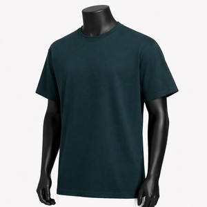 Camiseta de cuello redondo para hombre, color verde azulado oscuro, de manga corta, informal, básica, para uso diario y estilo urbano - Product Image 3