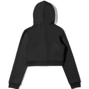 Femmes Noir X-Long Zip Hoodie Long Sleeve Fleece Hooded Sweatshirt Casual Streetwear Short Jacket Winter Breathable Custom Logo - Product Image 2