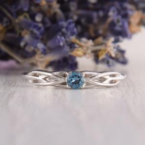 925 argent massif classique bague bijoux pour femmes 925 argent Sterling bleu topaze pierre précieuse Boho Style fait à la main bague cadeau pour maman - Product Image 2