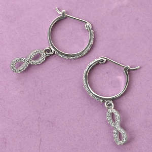NOVAMART Fine 925 Sterling <b>Silver</b> <b>Infinity</b> Hoop Bali <b>Earrings</b> Cute Number Pattern for Party Wholesale Export - Product Image 3