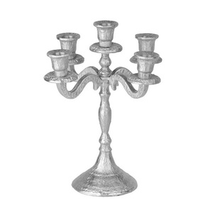 Candélabre antique en métal doré avec 5 bras pour les fêtes, événements, décoration de mariage, candélabres de sol, artisanat - Product Image 5