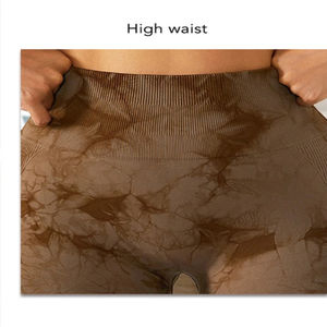 กางเกงขาสั้นรัดเอวเอวสูงระบายอากาศได้สำหรับผู้หญิงเอวยางยืดสำหรับใส่เล่นโยคะวิ่ง - Product Image 4