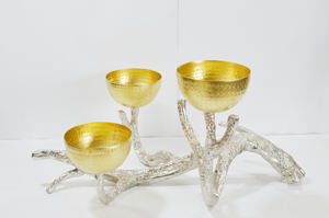 Decorative Two Toned <b>3</b> <b>Tier</b> <b>Cake</b> <b>Stand</b> Server Metal High Quality Premium New Design Nickel and Gold Plated Aluminum <b>Cake</b> <b>Stand</b> - Product Image 2