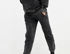 Sweat à capuche en coton délavé à l'acide surdimensionné de haute qualité pour hommes OEM Ensemble de survêtements en polaire confortable et respirant pour hommes - Product Image 3