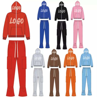 Conjunto de 2 Piezas de Sudadera con Capucha y Pantalones Deportivos para Hombre, Invierno, 100% Algodón, Estilo Urbano, Ecológico, con Cremallera Completa