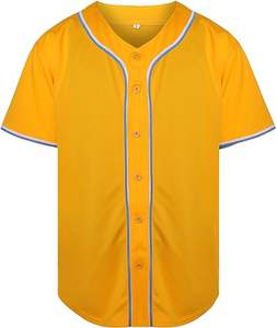 Maillot de baseball à rayures boutonnées, col en V, manches courtes, uniforme d'équipe, sublimation, vêtements de sport vierges - Product Image 4