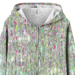 เสื้อฮู้ดผู้หญิงทรงโอเวอร์ไซส์ ผ้าเทอร์รี่ พิมพ์ลายคริสตัลโฮโลแกรมหลากสี ซิปหน้า สไตล์ Glitch Core Aesthetic สำหรับฤดูหนาว - Product Image 3