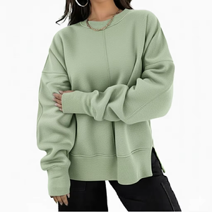 เสื้อสเวตเชิ้ตผู้หญิงทรงโอเวอร์ไซส์ ผ้าฟลีซเนื้อนุ่มพรีเมียม สไตล์สตรีทสบายๆ ใส่สบายในฤดูหนาว ลำลอง ใส่ได้ทุกวัน  โลโก้ด้านหน้าปรับแต่งได้ - Product Image 4