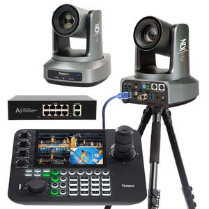 Nuevo Set de 2 Cámaras PTZ para Conferencias con Zoom 20x, 4K 60fps, NDI y Seguimiento Automático por IA + Controlador de Teclado KB300PRO para Cámara PTZ - Product Image 1