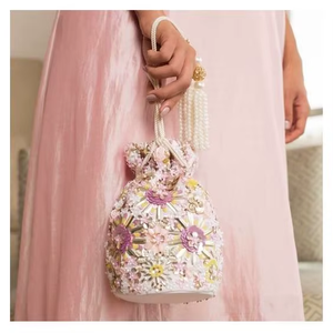 มีสไตล์และสวยงาม-ปาร์ตี้และ WEDDING--POTLI ถุงสำหรับปี WITH--EMBELLISHED ด้วยลูกปัดคริสตัลหินมุกงาน ZARDOZI-2021 - Product Image 5