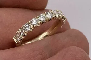 แหวนแต่งงานทรงกลมแบบวินเทจประดับโมอิสซาไนต์สำหรับผู้หญิง วงแหวนนิรันดร์ เงินแท้ 925 ชุบทอง สำหรับงานหมั้นและวันครบรอบ - Product Image 4