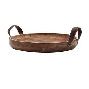 Plateau de service rond de haute qualité en bois de manguier pur marron avec poignée en métal décoratif pour un usage domestique taille personnalisée pour les occasions alimentaires - Product Image 6