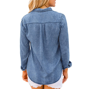 Primavera y otoño nueva ropa de calle alta ropa mujer Jeans Casual lavado Denim diseño adecuado mujer Camisa vaquera - Product Image 2