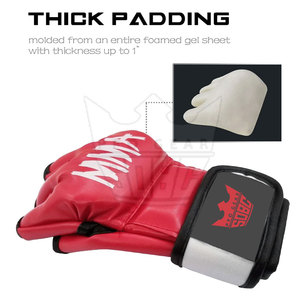 ถุงมือ MMA หนังคุณภาพพรีเมียม ระบายความชื้นได้ดี สวมใส่สบาย ปิดด้วยแถบตีนตุ๊กแก รับทำโลโก้ตามสั่ง ขายส่ง แบรนด์ส่วนตัว SAQIB CO - Product Image 5