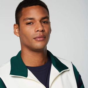 Chaqueta Deportiva con Cordón de Dos Tonos Ecológica con Logotipo Personalizado para Hombre, Ropa Deportiva de Invierno Blanca y Verde, Panel en Contraste - Product Image 4
