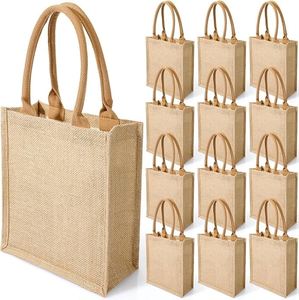 100% Cotton Geometric <b>Tote</b> <b>Jute</b> <b>Bags</b> with Ribbon and Rope Handles For Sale - Product Image 1