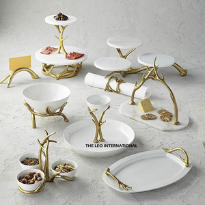 Bol décoratif à 3 feuilles en aluminium plaqué or Plateau à feuilles en forme de tendance Bol japonais - Product Image 4