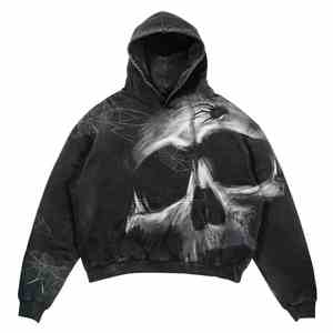 OEM Sun Faded Hoodie Sérigraphie Plaine Vierge Pull Sweatshirts Surdimensionné Détresse Vintage Acid Wash Hoodie - Product Image 2