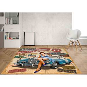 Tapis de voiture vintage : Tapis imprimé Route 66 Americana, avec poils doux - Product Image 3