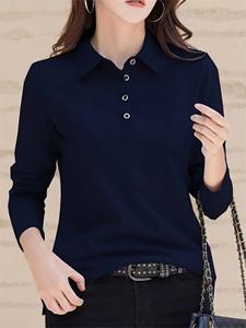 Nueva camisa personalizada de manga larga para mujer, polos de verano transpirables de algodón 100%, polos elegantes de primera calidad para mujer - Product Image 3