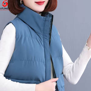 Gilet matelassé personnalisé pour femme, décontracté, à capuche, sans manches, tricoté, fermeture éclair, chaud, vêtement d'hiver réversible avec poches - Product Image 6