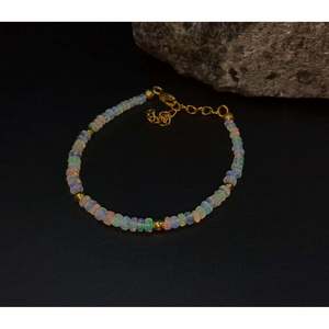 Ethiopian <b>Opal</b> Beaded <b>Bracelet</b> 18K Gold Filled with Garnet Amethyst Quartz Pearl Gift Charm <b>Bracelet</b> - Product Image 1