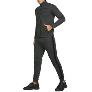 ชุดวอร์มเล่นกีฬาสำหรับผู้ชายพร้อมแจ็กเก็ตแขนยาวและกางเกงเอวยางยืดสำหรับวิ่งออกกำลังกายในยิมและการใช้งานประจำวัน - Product Image 1
