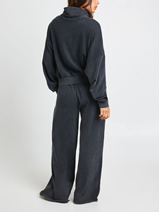 Conjunto Deportivo de 2 Piezas para Mujer, Invierno, Algodón, Lavado Ácido, Sudadera Bordada con Logotipo Personalizado, Pantalones Anchos de Estilo Urbano - Product Image 6