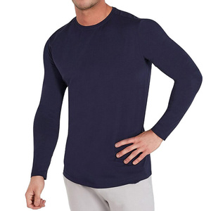 เสื้อยืดแขนยาวแบบกำหนดเอง,ผ้าฝ้ายสีฟ้าเข้มแห้งเร็วขายส่งแบบกำหนดเอง - Product Image 5