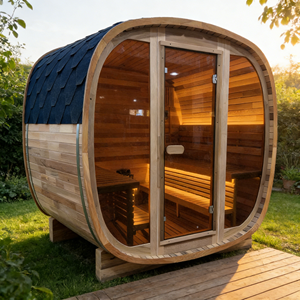 Sauna Cuadrada de Cedro Rojo para 6 Personas, Puerta de Vidrio Templado, Calentador de 6KW y Diseño Apto para Exteriores - Product Image 2