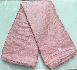 Premium Space Silk Fabric with Gold Jari Butti Embroidery All Over Design for Wedding and <b>Party</b> Wear Dresses at Good Price - Product Image 4