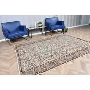 5.5x7.3 ft Turkish Vintage Rug, Large Rug, <b>Brown</b> <b>Wool</b> Rug - Product Image 2