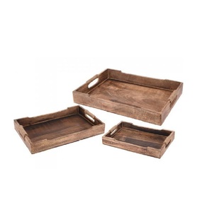 Juego de 3 Bandejas de Madera Hechas a Mano para Servir, Decoración de Mesa para Bodas y Fiestas, Bandejas de Madera para Catering - Product Image 1