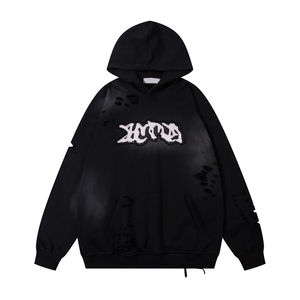 Sudaderas con Capucha de Invierno para Hombre, 100% Algodón, Lavado Desteñido al Sol, Bordado Personalizado, Estilo Desgastado, Manga Larga, Ropa Urbana - Product Image 1