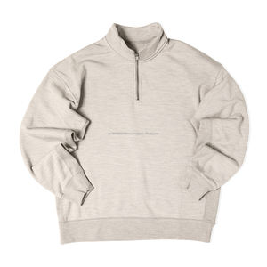 Heavyweight Thick Half <b>Zip</b> Sweatshirts Hoodie Mock Neck Custom Puff Print Hoodies for Manufacturer - Product Image 3