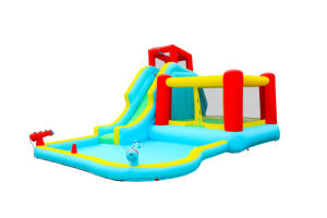 Casa de gorila inflable Inflar parque acuático y trampolí<span class=keywords><strong>n</strong></span> Pistola de agua doble Escalada en roca con soplador - Product Image 6