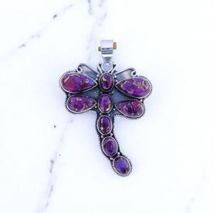 Cobre púrpura Turquesa Piedra preciosa Plata de ley hecha a mano Colgantes finos Precio al por mayor Joyería - Product Image 2