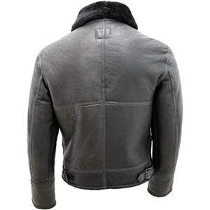 Veste universitaire d'hiver en cuir véritable noir de haute qualité pour hommes, multi-zippée, col montant, toile imperméable, réversible, écologique - Product Image 4