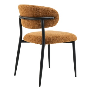 Sedia da Pranzo Moderna Nordica Personalizzata in Tessuto Bouclé Imbottito con Schienale Curvo e Telaio in Metallo - Product Image 3