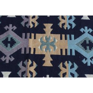 Kilim Turkish <b>Rug</b>, 4,5x6,7 ft Vintage <b>Rug</b>, <b>Black</b> Abstract Wool <b>Rug</b> - Product Image 5
