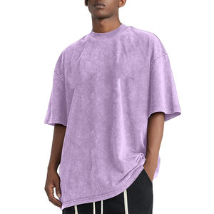 Summer 210g Heavyweight Cotton <b>Men's</b> T-shirts Acid Washed Custom Blank Drop Shoulder Short Sleeve Oversized T-shirt for <b>men</b> - Product Image 4