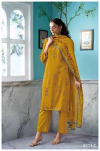 Ropa de fiesta de la colección Salwar Kameez bordada de satén de algodón Premium Ropa india y pakistaní disponible a precio mayorista - Product Image 4