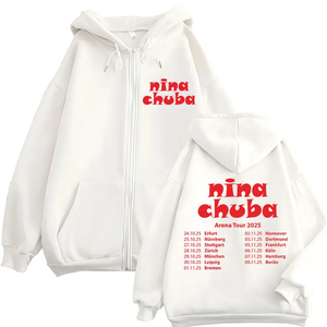 Nina Chuba Arena Tour 2025 Sudadera con cremallera Hombres Mujeres Hip Hop Chaqueta de gran tamaño Sudadera Moda Alta calidad Fleece Zipper Hoody - Product Image 2