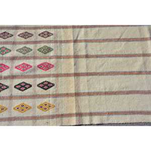 Tapis Kilim vintage 2,6x7 pieds, tapis turc en laine unie blanc et orange - Product Image 5