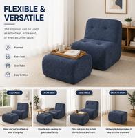 Fauteuil de salon moderne avec repose-pieds, fauteuil d'appoint rembourré en tissu, fauteuil confortable pour salon, chambre à coucher, hôtel